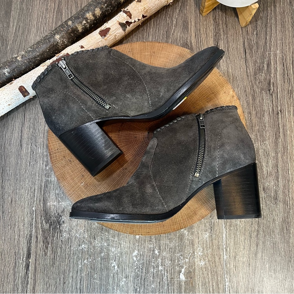 *Frye | Lillian Grey Distressed Suede Western Boots Size 8.5